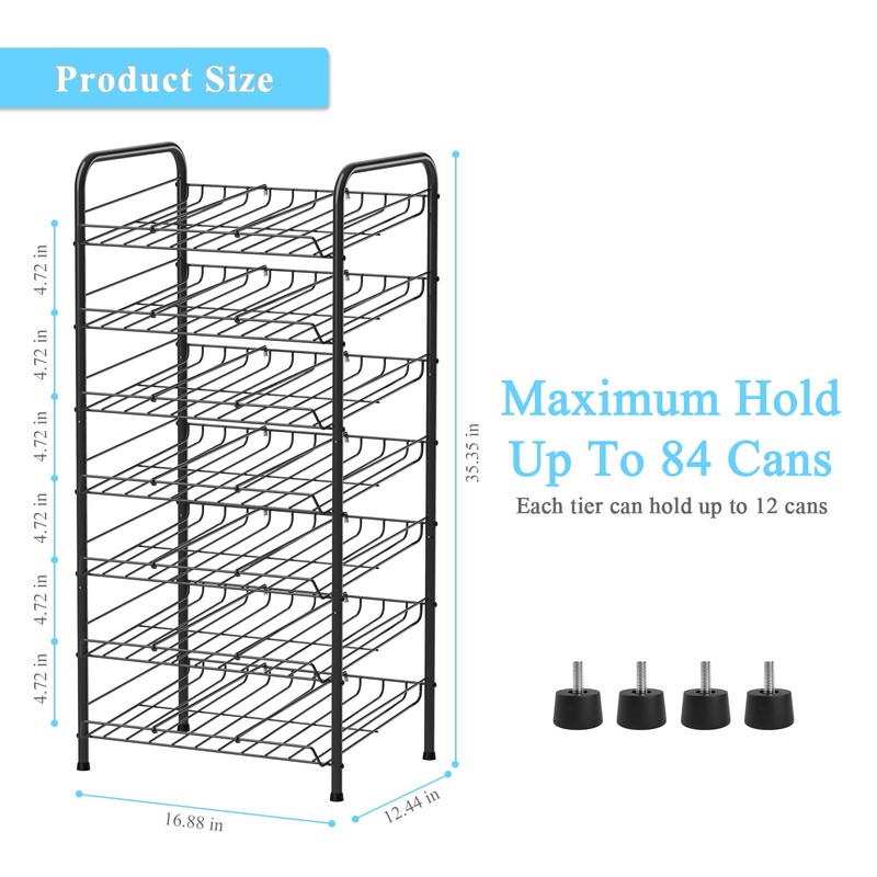 Vrisa Can Organizer for Pantry 7-tier Can Rack Organizer Metal