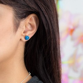 MATERIA by Matthias Wagner Crystal Heart Stud Earrings Silver 925 Women Girls in 7 Colours, Crystal, Crystal