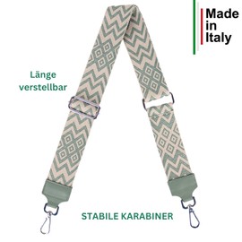 MIRROSI® Women's Bum Bag, Genuine Leather, Made in Italy, Shoulder Bag, Chest Bag, Crossbody Bag (1 Bag & 2 Straps), Mint (Bohemian Mint Beige), Bohemian