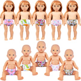 ZITA ELEMENT 10 Pcs Baby Doll Diapers for 14-16 Inch Baby Doll Underwear Clothes 15 Inch Baby Doll Diapper 18 Inch Boy Girl Doll and Other Similar Size Doll Diapper Clothes Gift