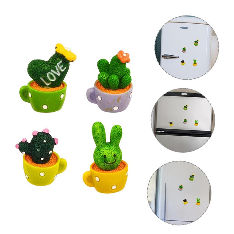 LABRIMP Funny Cactus Magnet Stickers 4 Pack Magnets for Fridge