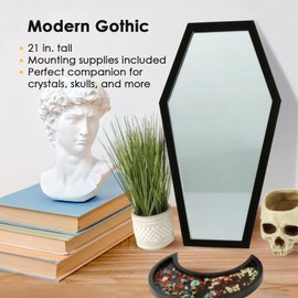 Gothic Curiosities Coffin Mirror – 21 in., Decorative Mirror for Wall Decor, Living Room, Bedroom, Gifting, & More – Hang & Pair with a Coffin Shelf, & Witch Decor