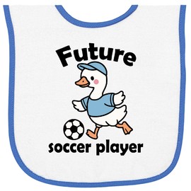 inktastic Future Soccer Player Goose Baby Terry Cloth Bib White and Royal 46862