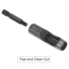 Kozelo Leather Hole Punch Tool - [10mm x 1/4" Shank] Extension Hex Shank Drill Bit Carbon Steel Hollow Puncher for Fabric Leathercraft Belts Use, 85mm Length