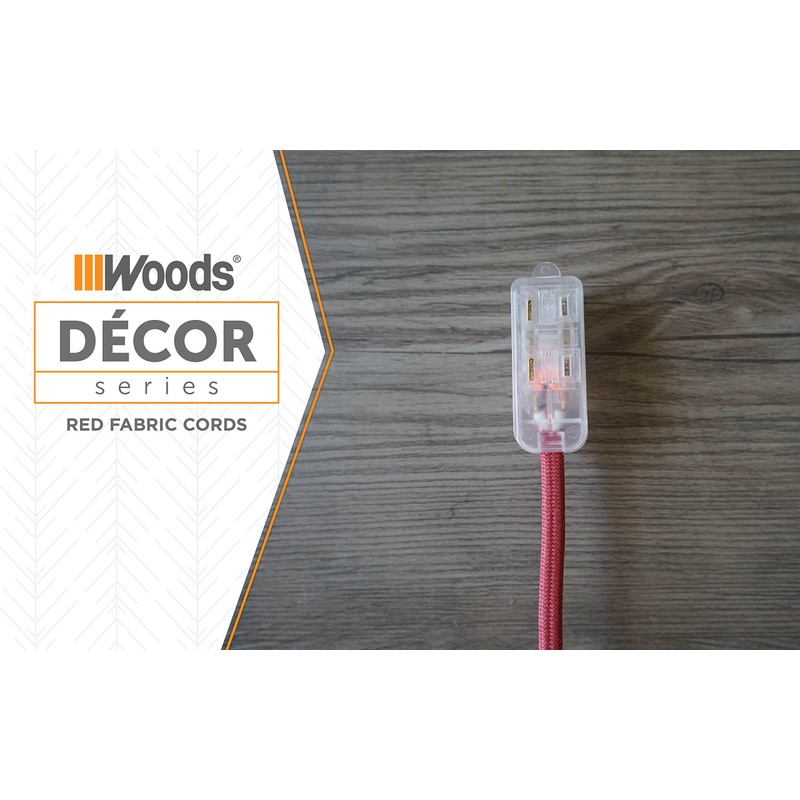 Woods 64600701 Decor Series 8-Foot Fabric Braided Indoor Extension Cord