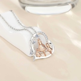 EUDORA Harmony Ball Mother Daughter Necklace for Women, 925 Sterling Silver, Mum Child Grandma Pendant Necklace, Maternal Love Jewellery, Mother's Day Gift for Women, Mother, Daughter, Wife, Grandma,