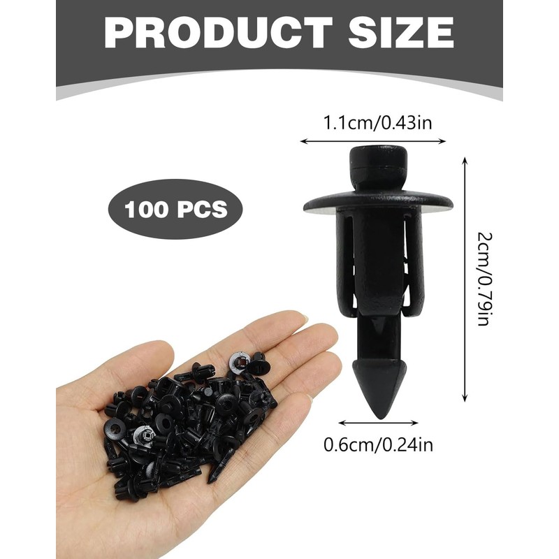 CHBCD 100pcs 6mm Plastic Motorcycle Trim Clips Universal 6mm Plate