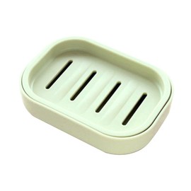 Soap Dish, Green Plastic Double Soap Holder Box with Drainage for Bathroom Shower & Keep Soap Dry (Square)