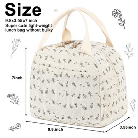 BTOOP - Lonchera para mujeres y hombres, lindas bolsas de almuerzo de pana con aislamiento de gran capacidad, para el trabajo, viajes o picnic