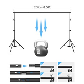 Photo Backdrop Stand, PULUZ Adjustable Photography Backdrop Stand Support Kit 6.56*6.56ft Studio Backdrop Stand with 4 Backdrop Clamps and Carry Bag, Backdrop Stand for Parties, Photoshoot & Wedding