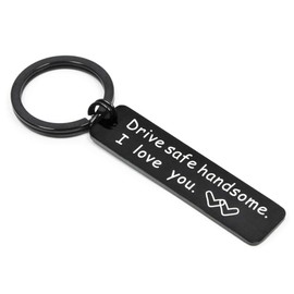 Elechobby Drive Safe Keychain I Need You Here With Me Gifts for Husband Dad Boyfriend Gifts Valentines Day Father's day BirthdayGift (Black I love you B)