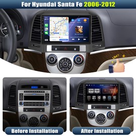 [4+64G] 8-Core Android 13 Car Stereo for Hyundai Santa Fe 2006-2012 with Wireless Carplay&Android Auto,9 Inch Car Radio with Mirror Link Bluetooth FM/RDS WiFi GPS SWC Dual USB+AHD Backup Camera