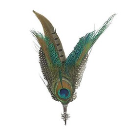 Peacock & Pheasant Oktoberfest Hat Feathers with Stag Pin (Edelweiss Pin)