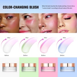 Rubor que Cambia de Color para Mejillas Rubor Hidratante Rouge Crema Multiusos para Mejillas y Labios Gel Impermeable para Mejillas y Labios Maquillaje de Rubor con Acabado Brillante (1#, all skin)