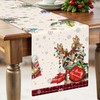 Christmas Reindeer Cat Table Runner, Holly Snowflake Farmhouse Xmas Decor
