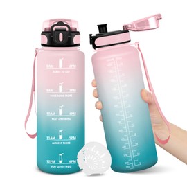 Drinking Bottle, 1500 ml, BPA-Free, Water Bottle, Leak-Proof Lock Design, Drinking Bottles, with Time Stamp, Children's Drinking Bottle, Leak-Proof for Yoga, Sports, Camping, Water Bottle Children