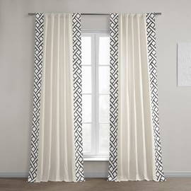 HPD Half Price Drapes Bordered Solid Cotton Curtains for Bedroom & Living Room 50 X 96, DTCC-SB220607-96 (1 Panel) Garden Path Black