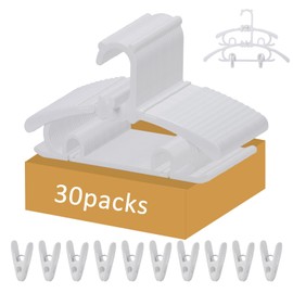 30 Pack Baby Clothes Hangers, 11-15 inch Adjustable Kid Hanger with 20 Clips, Multifunctional Children Hangers for Girl Boy Toddler Kids Child(White)