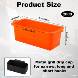 PEUTIER 2pcs Silicone Grease Cup Liners for Blackstone 36/28/22/17in Griddle, Grease Cup Liner Reusable Drip Pan Liners for Blackstone Grill Drip Tray BPA Free Grill Accessories