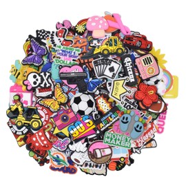 Pabucle - Lote de 25, 40, 80, 100, 120, 160, 200 unidades de dijes de hebilla de clip de PVC al azar diferentes para decoración de zapatos de zuecos, Cloruro de polivinilo, PVC