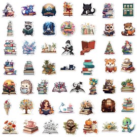 100 Pieces Book Stickers, Motivational Reading Stickers, Waterproof Aesthetic Stickers, Vinyl Reading Stickers for Books, Scrapbooks, Water Bottles, Laptops, Luggage