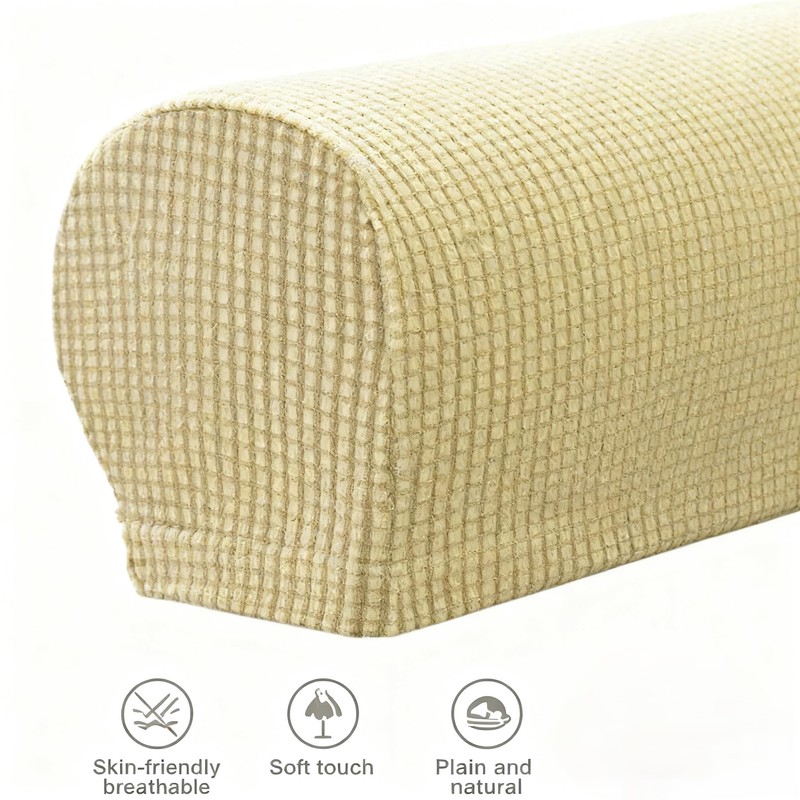 Yogsey Beige Chair Arm Covers - Spill & Scratch Proof