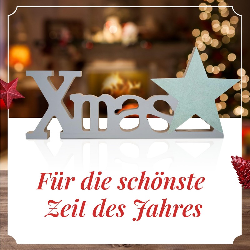 HEITMANN DECO Wooden Stand Xmas Natural Colour Approx. 30 cm