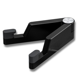 0GULUS [High Strength Aluminum Alloy] Smartphone Stand, Tablet Stand, Angle Adjustable, Compatible with 4 - 13 Inches, Foldable, Lightweight, Compact, Tabletop, Simple, Slim Design (Black Metallic)