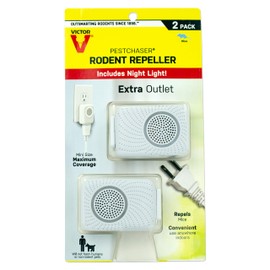 Victor M752PS 2 Units Pestchaser Rodent Repellent w/Nightlight & Extra Outlet,White