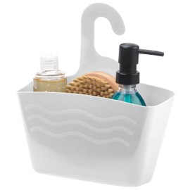 Beldray LA085078WHTTS Shower Basket with Hook Hanger, Space Saving Solution for Toiletries, Bathroom Shampoo Holder, Shower Basket, Bathroom Organiser, Shower Shelf No Drilling, Rustproof, White