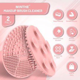 MINTHE™ Makeup Brush Cleaner Mat | 2 Pack | Silicone Makeup Brush Cleaning Mat, Make Up Brush Cleaner Pad, Makeup Brush Mat Cleaner, Makeup Cleaner, Make Up Brushes Cleaning