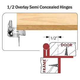 1/2" Overlay Partial Wrap Around Self Closing Hinges, (25 Pairs-50 Pcs) Cabinet Door Hinges for Face Frame Kitchen Cabinets,Brushed Nickel Cabinet Hinges for Kitchen Cabinets