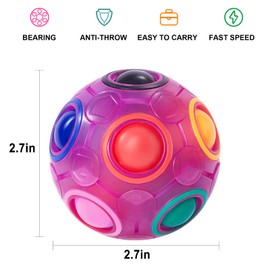 Vdealen Magic Rainbow Puzzle Ball, Fidget Ball Puzzle Game Fun Stress Reliever Magic Ball Brain Teaser Fidget Toys for Children Teens & Adults-4 Pack