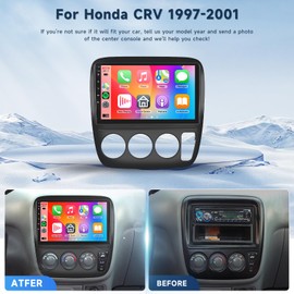2G+64G Car Radio for Honda CRV 1997-2001 with Wireless Carplay/Android Auto, 9 Inch Android 13 IPS Touch Screen Car Stereo, Bluetooth, GPS, WiFi, SWC, DSP + Backup Camera