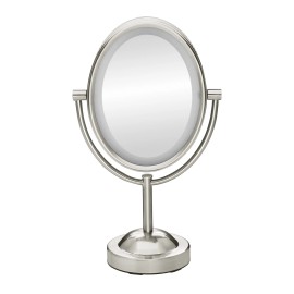 Conair Oval Shaped Double-Sided Lighted Makeup Mirror; 1x/7x , Satin Nickel