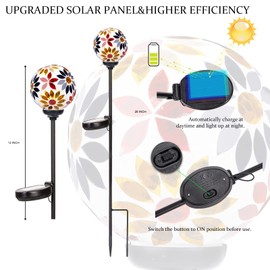 VCUTEKA Solar Garden Lights, Mosaic Solar Lights Outdoor Decor Pathway Light Waterpoof LED Stake Light for Landscape Lawn Patio Yard Decoration 1 Pack