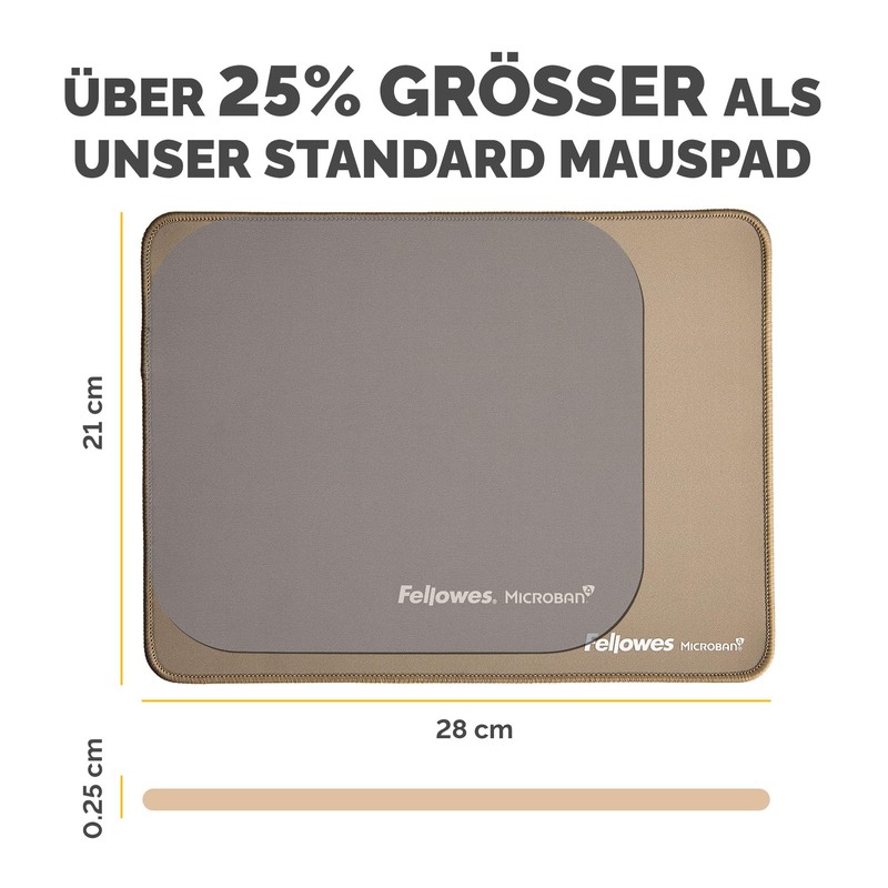 Fellowes Breyta Extra Großes Ergonomisches Mauspad Sand – rutschfeste Gummibasis,