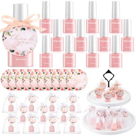 Dansib 36 Set Light Pink Mini Nail Polish Bulk Baby Shower Favors for Guests with Card and Organza Bags Quick Dry for Baby Shower Party Return Gifts Bridal Wedding Party Souvenir