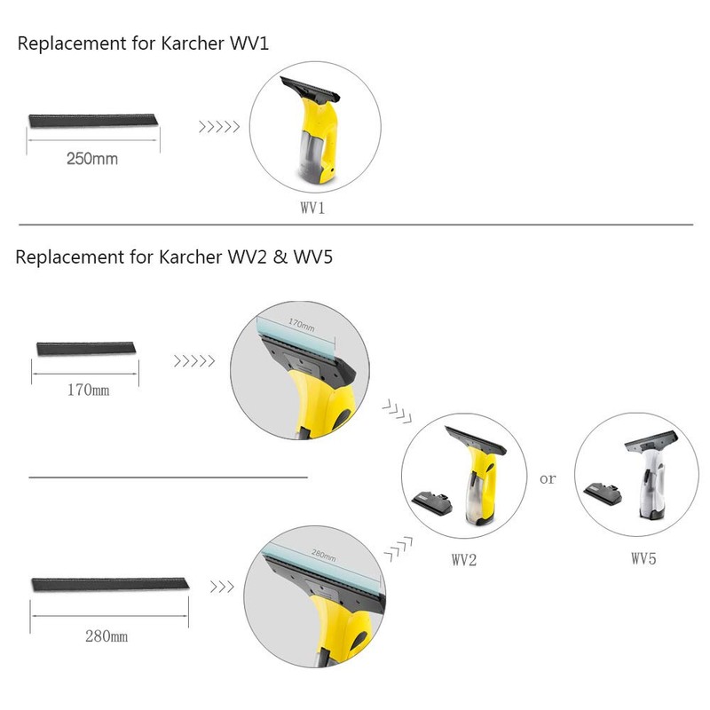 Replacement Window Cleaning Blades for Window Vac 2 Pcs 250mm