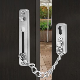 Safety Chain Door Lock 304 Stainless Steel Internal Latch Chain Security Chain Lock with 4 Screws & Spring Heavy Duty Anti-Theft Restrictor for Home Hotel Living UPVC Front Door Apartment(Silver)