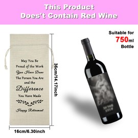 Goodbye Farewell Gift Happy Retirement Gift for Coworker Men Women Veteran Wine Bag Appreciation Gift Burlap Drawstring Wine Bag Christmas Gift for Retirees Employee Teacher Police Firefighter Soldier