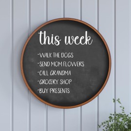 HBCY Creations 18" Round Rustic Wood Framed Wall Mounted Magnetic Chalkboards with Eraser and Chalk
