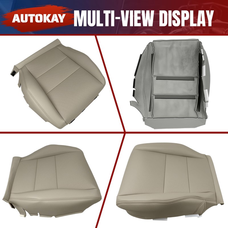 AUTOKAY Front Passenger Perforated Leather Seat Cover Gray for Acura