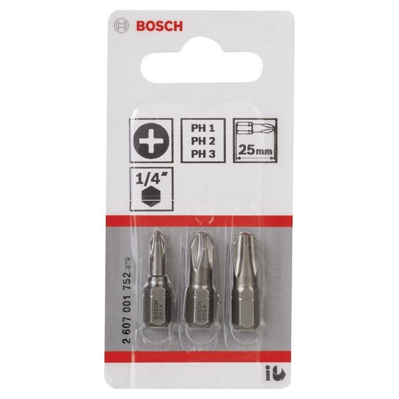 Bosch 2607001752 Screwdriver Bit 3 Set 25mm Ph