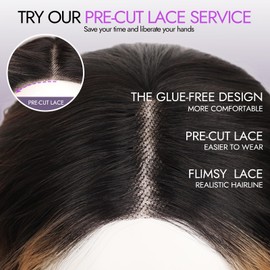 Starmo Black to Brown Mixed Blonde Short Wavy Bob Glueless Synthetic Lace Front Wig for Women Pre Cut for Beginners Natural Hairline 14 Inch