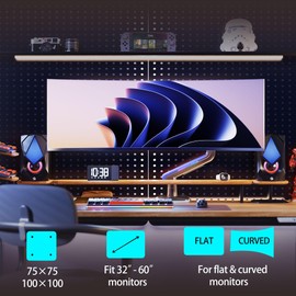 NB ERGONOMIC RGB Gaming Monitor-Arm for Flat/Ultrawide/Curved Monitors 32 to 60 inch, Heavy Duty Stand Load up to 20 kg, VESA 75/100 mm Monitor-Mount G60-New