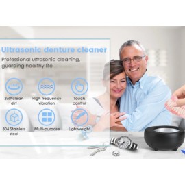 Unbranded Ultrasonic Cleaner for Dentures & Jewelry, 40W 340ml Portable Professional Black