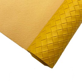 12"x54"Weave Faux Leather Fabric, Embossed Braided Faux Leather Roll for Crafts DIY and Upholstery Pleather Sheets Yellow