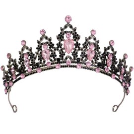 Kamirola Black Purple Queen Crown, Gothic Baroque Crowns for Women Girls, Tiara for Women Rhinestone Queen Tiara Wedding Crown, Hair Accessories for Halloween Costume Birthday Prom Cosplay Party