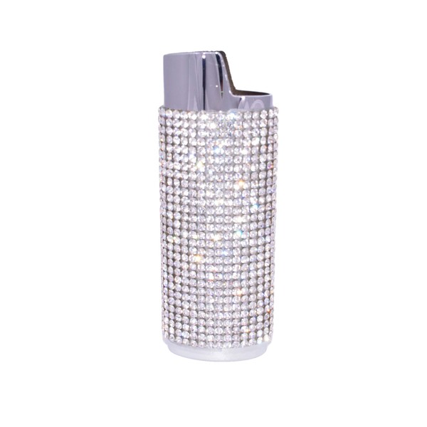 Mirrored Silver Bling Lighter Case Cover Sleeve with Crystal Rhinestones LS51
